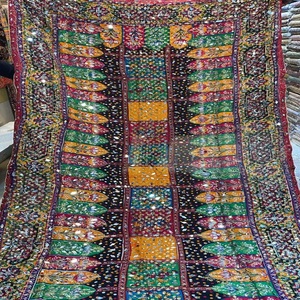 Factory Direct Supply Women's Printed Viscose <b>Shawls</b> Winter Ethnic Pakistani Scarves with Hand <b>Embroidered</b> Gota and Mirror Work - Product Image 2