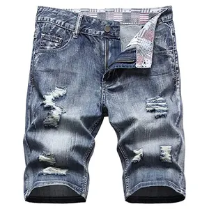 Nieuwe Stijl Jeans Shorts Voor Heren, Mens Ripped Denim Jeans, waterontharder Ademend Verontruste Jongens Casual Wear Zomer Denim Shorts