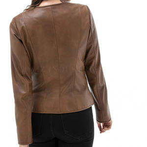 Meilleur design Veste en cuir légère pour femmes OEM Veste en cuir pour femmes personnalisée Veste à bas quantité minimale de commande - Product Image 4