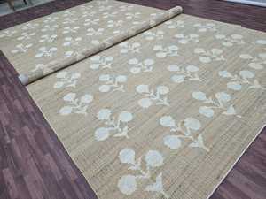 Alfombra de yute Natural 100% hecha a mano, alfombrilla de algodón de yute amarillo, alfombrilla para puerta de suelo, patrón abstracto, alfombras rojas de yute alto para juegos de alfombras - Product Image 3