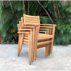Diseño europeo moderno de madera de teca muebles de patio barato apilable al aire libre sillas de comedor para uso doméstico silla de madera maciza - Product Image 2