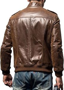 Veste en cuir de mouton véritable marron vintage pour hommes emblématiques Style motard de haute qualité inspiré par le tissu de toile de célébrités - Product Image 4