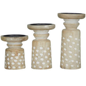 Bougeoir au design classique en bois de manguier sculpté avec finition marron rustique parfait pour la maison et la décoration de table élégante - Product Image 6