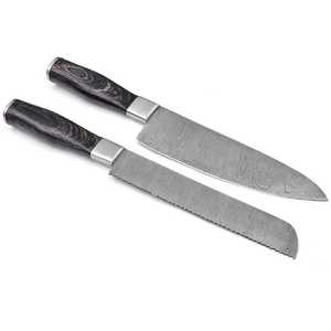 Professional Eco-Friendly Damascus Steel <b>Bread</b> <b>Knife</b> and Chef <b>Knife</b> with Pakka Wood Handle Kitchen Cutlery - Product Image 5