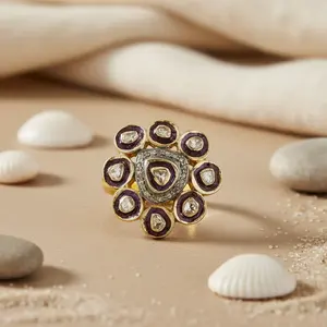 Anillo de Oro Blanco Chapado en Oro de 18K para Mujer con Racimo de Diamantes, Joyería de Diseño, Estilo Clásico de Moda, Talla Única, Engaste con Incrustaciones - Product Image 2