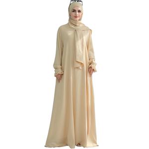 Breathable Dubai Abayas Moroccan Kaftan Women Viscose <b>Silk</b> Square Neck Ramzan Muslim Floor Length Long Sleeve Solid <b>Maxi</b> Gown - Product Image 1