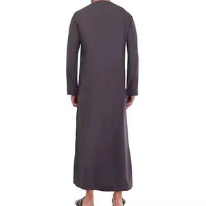 Thobe Musulman Taille Poche Solide Couleur Arabe Conception Robe Arabie Qatar Mode Hommes Vêtements Islamiques - Product Image 5