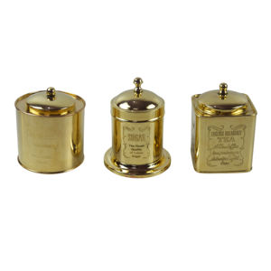 Classic Golden Colored Finishing Design Cookies Jar With Industrial Quality Brass <b>Metal</b> Best Design <b>Metal</b> Tea Sugar <b>Container</b> - Product Image 6