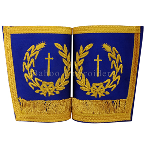 MASONIC REGALIA CRAFT GRAND RANK GANTLETS pour AUMÔNIER-COUPE D'OR JOLI BRODÉE À LA MAIN sur LES BORDS - Product Image 4