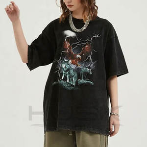 Personalizado al por mayor camisetas de calle transpirable Hip Hop DTG impresión Vintage cuello redondo ácido lavado camiseta hombres - Product Image 6