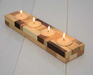 Haute qualité émail imprimé bois concepteur chauffe-plat bougeoir décor à la maison Style rustique décoratif bougie support Rectangle plateau - Product Image 2