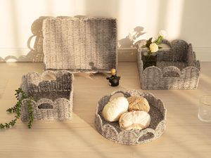 ถาดเสิร์ฟทรงหยักทำจากผักตบชวาคุณภาพสูงจากเวียดนาม ผลิตด้วยมือ เป็นมิตรกับสิ่งแวดล้อม เกรดเชิงพาณิชย์สำหรับร้านอาหาร พร้อมหูจับ - Product Image 2