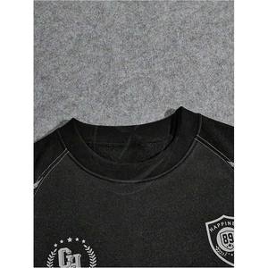 Custom <b>Thermal</b> Low Price Wholesale <b>Men's</b> Letter Graphic <b>Top</b> Stitching Breathable Sweatshirt Long Sleeve Crewneck Pullover <b>Top</b> - Product Image 6