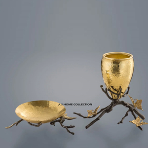<b>Butterfly</b> Tree Shape Stand With Hammered Texture Shiny Gold Color Aluminum Metal <b>Decorative</b> Fruit Serving Bowl - Product Image 1