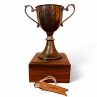 Trophée en laiton antique, style vintage classique rétro, avec logo, base en bois, socle portable pour la présentation de ballons de football, Trophée Geoffrey