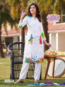 Chicana Kurtis ผ้าฝ้ายพิมพ์ลายดิจิ-ต้าแฟนซีอินเดียและปากีสถาน - Product Image 3