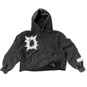 Nuevo diseño Sun Faded Cut Edge Custom Acid Wash Recortada Sudaderas con capucha Hombres Parche desgastado Bordado Sudaderas con capucha - Product Image 4