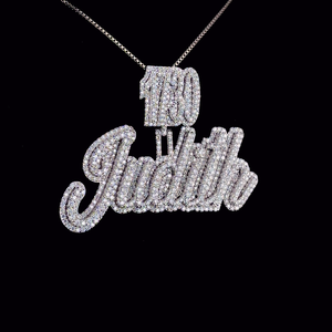 Pendentif Lettre Judith Hip Hop Unisexe de Qualité Supérieure avec Fermoir Personnalisé en Argent Sterling 925 et Moissanite VVS Certifiée GIA pour Soirée Dorée - Product Image 3