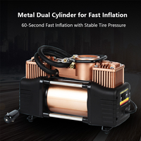 Compresseur d'air portable haute performance à double cylindre, faible bruit, pour voiture, avec moniteur de pression des pneus numérique
