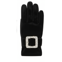 Gants de soirée élégants en velours noir pour femme, avec boucle en strass, luxueux, thermiques, durables et anti-boulochage – Meilleures ventes