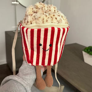 Jelly Catt Popcorn Doll Classic <b>Red</b> White Striped Soft Plush Toy Plush Backpack PP Cotton Filled Unisex Internet <b>Purses</b> - Product Image 6