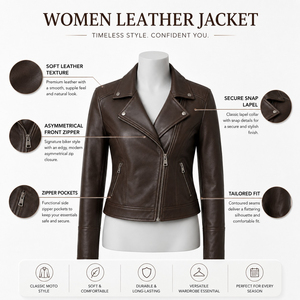 Genuine Leather Material Comfortable Fit Soft Texture Durable Premium Custom <b>Womens</b> Leather Outerwear Biker Motorcycle <b>Jacket</b> - Product Image 6