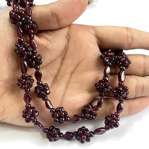 Vintage Handmade Natural Garnet <b>Beaded</b> Necklace <b>Red</b> <b>Beads</b> Wholesale ASP GEMS LT-236(z) 26 Inches - Product Image 1