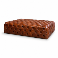 Canapé 3 places de luxe artisanal en cuir de chèvre Chesterfield, style aviateur, vintage industriel, en aluminium, pour appartement, villa, hôtel