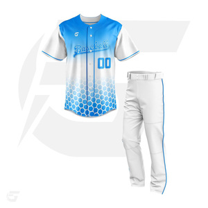 Camiseta de béisbol con botones completos para hombre, camiseta con logotipo de equipo personalizado, uniformes de béisbol baratos a rayas azules hechos en Pakistán - Product Image 4