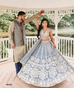 Lehenga Choli de Seda Georgette Hecha a Mano con Bordado Intenso Multicolor para Mujer, Novia, Dama de Honor, Ropa de Fiesta - Product Image 2