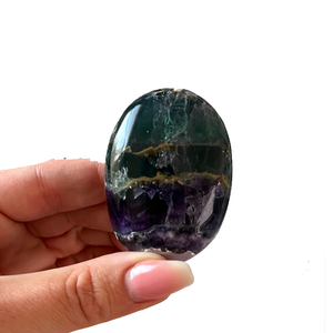 Cristal Arco Iris fluorita Palma piedra Natural piedra curación piedra preciosa guijarro Palma tallada cuarzo ágata cristal Palma piedras - Product Image 5