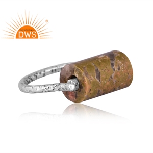 Anillo apilable de piedras preciosas de unakita natural de plata esterlina oxidada de la mejor calidad, fabricante de joyería personalizada - Product Image 3