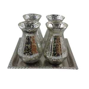 Plateau Rectangle Avec Trois Vases À Fleurs En Nickel Antique Argent Décoration Articles Ménagers Bureau Restaurants Hôtels Intérieur Maison - Product Image 6