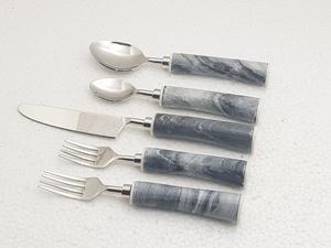 Couverts Métal Acier Inoxydable Avec Couverts Marbre/Poignée En Résine pour Cuisine, Hôtels, Restaurant Ustensile De Luxe Vaisselle De Luxe - Product Image 3