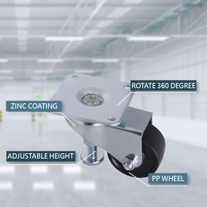 CCE Roues pivotantes plates de 2.5 pouces en polypropylène avec cadre en métal et acier, montage sur plaque pivotante supérieure - Product Image 3