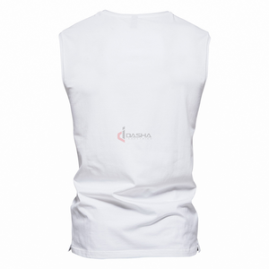 Camiseta sin mangas para hombre con logotipo personalizado al por mayor 2025 de alta calidad sin mangas con cuello en V ajuste cómodo 100% poliéster ropa de gimnasio - Product Image 6