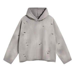 Sudadera con capucha de invierno de forro polar grueso, lavable, estilo vintage, para streetwear, con diseño digital personalizado, efecto desgastado y descolorido por el sol, y logotipo personalizado. - Product Image 1