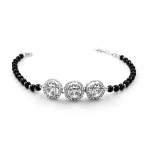 NOVAMART Fine Zarkan 925 <b>Silver</b> Minimal Mangalsutra <b>Bracelet</b> Elegant Fine <b>Bangles</b> for Women Wholesale Export - Product Image 2