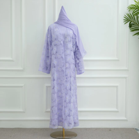 Robe Abaya Femme Personnalisée OEM, Modeste, Musulmane, Dentelle, Perles, Florale, Robe Femme de Luxe pour Occasion Spéciale, Grande Taille