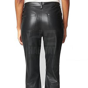 Pantalones de Cuero Clásicos para Mujer, Negros, de Alta Calidad, Cuero Suave, Cómodos para Uso Diario - Product Image 5