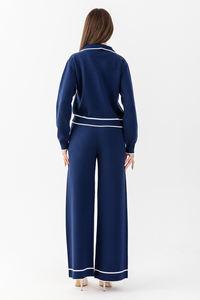 Cárdigan detallado con botones de alta calidad y cuello Polo para mujer, suéter y pantalones, conjunto de prendas de punto indispensable para DailyandOffice - Product Image 6