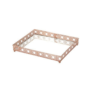 Bandeja de servicio de aluminio y vidrio con diseño estándar perfecta para uso en cocina y restaurante, bandejas de metal para servir comida de ACMI - Product Image 1