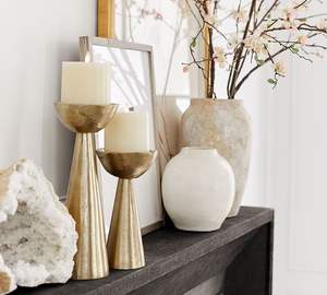 <b>Set</b> 3 Customized Size Aluminium Gold <b>Candle</b> Holders Unique Latest Design for Home Decoration Wholesale Tabletop Tabletop Stand - Product Image 3