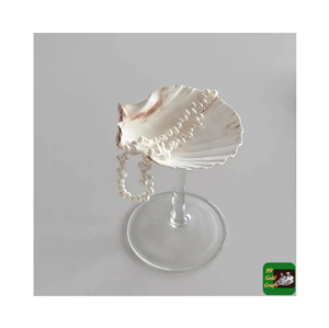 Handmade Martini Goblet Seashell Wine Glass Coastal Natural Beach Wedding Bridesmaid Party Conch Scallop Shell <b>Cocktail</b> Decor - Product Image 2