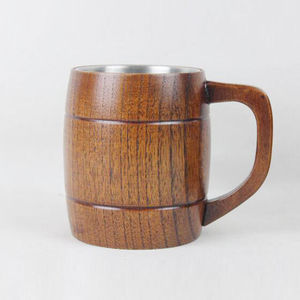 Nuevo diseño Taza de acero inoxidable Taza de cerveza de madera de 500ml POR CRESCENT CRAFTS - Product Image 2