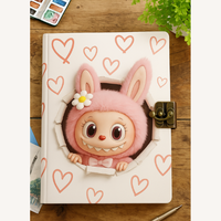 Jurnal Kulit Cetak Boneka Hati Pink Lucu, Notebook Estetik Trendi Ukuran 7x5, Kunci Tipe C, Tersedia Custom, Hadiah Hari Ibu