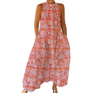 Mono Informal de Verano 100% Algodón, Estampado Floral Hecho a Mano, Tejido Suave con Cierre de Cremallera para Primavera/Verano, Adultos BPJS063 - Product Image 1