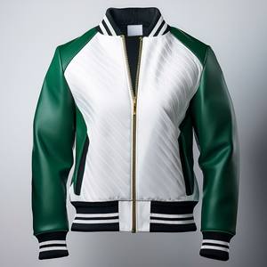 Veste universitaire en laine et cuir véritable pour hommes | Vestes Chicago noires avec logos de broderie personnalisés pour homme - Product Image 3