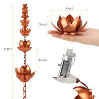 Chaîne de pluie en cuivre de qualité pour exportation Fleur de lotus Métal Fer Cuivre Plaqué Extérieur Maison Jardin Décoration Chaîne de pluie à bas prix