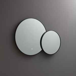 Miroir décoratif moderne à double bordure noire en verre rond avec rétroéclairage LED - Product Image 2